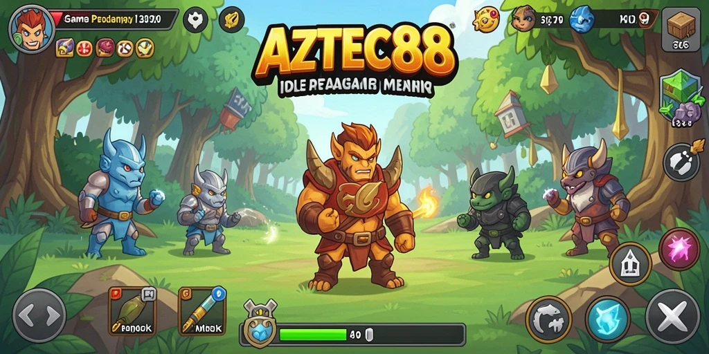 Tampilan menarik gameplay AZTEC88 dengan elemen Idle yang seru.