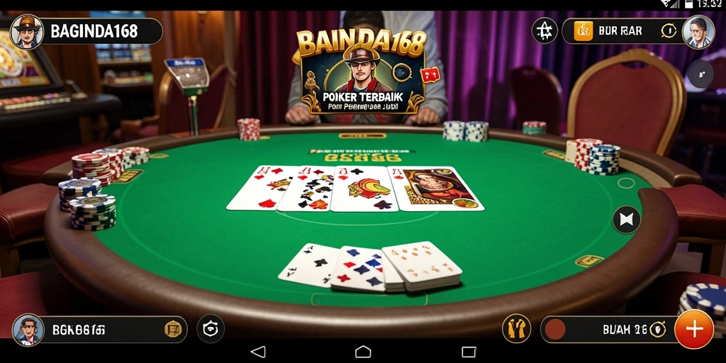 Screenshot gameplay BAGINDA168 menampilkan suasana Poker yang mendebarkan.