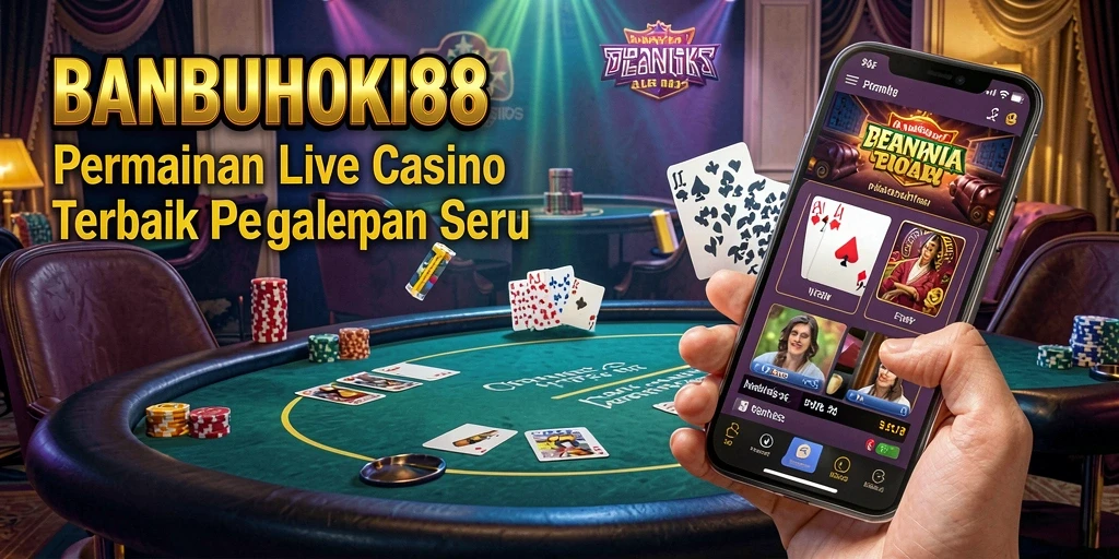 Screenshot gameplay <strong>BANBUHOKI88</strong> dengan dealer dan interaksi pemain.