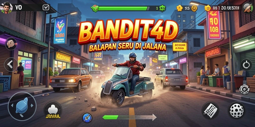 Screenshot gameplay BANDIT4D menampilkan balapan cepat dan mobil yang menantang.