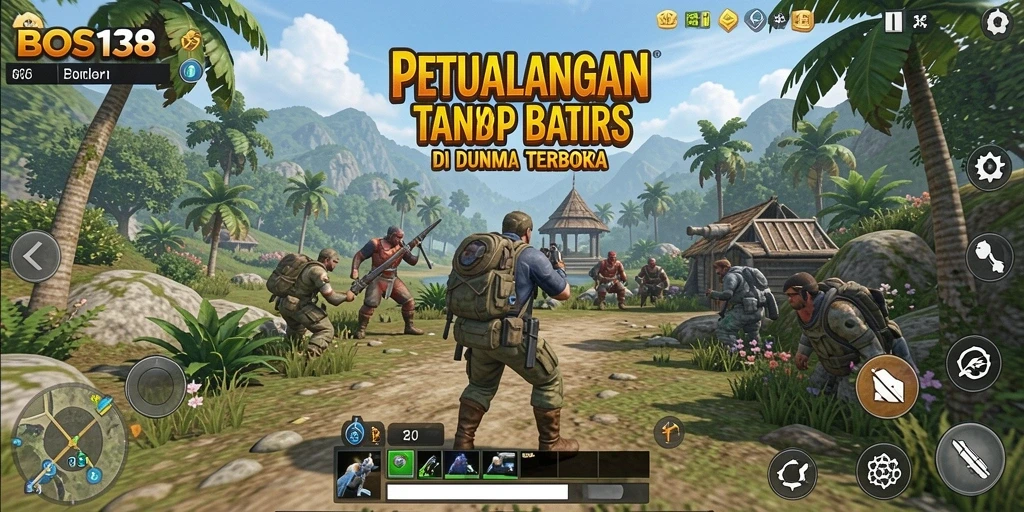 Tampilan gameplay seru di dunia terbuka BOS138.