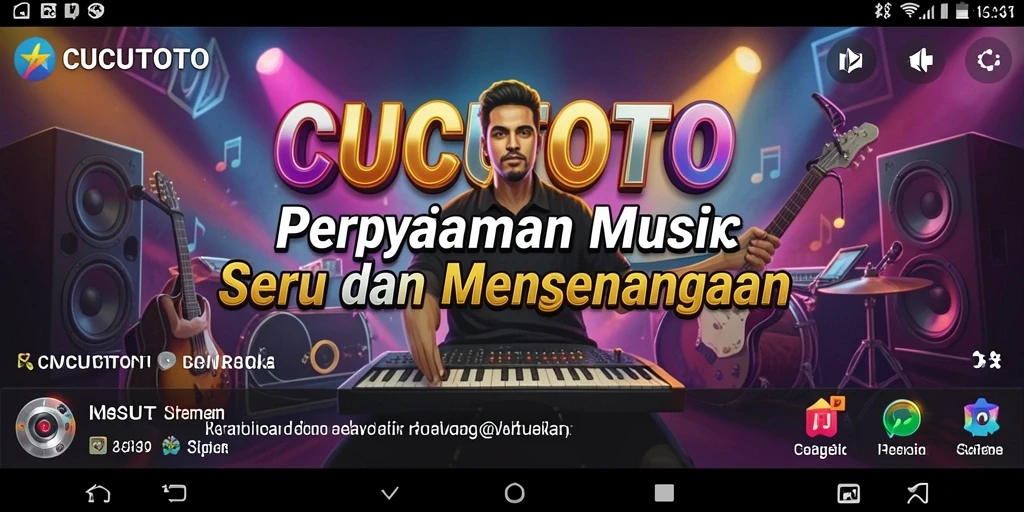 Tampilan gameplay CUCUTOTO dengan berbagai level musik yang menantang.