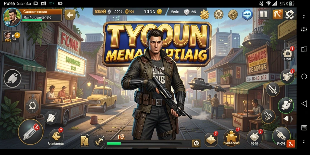 Tampilan gameplay FW66 yang menarik dalam mengelola bisnis Tycoon.