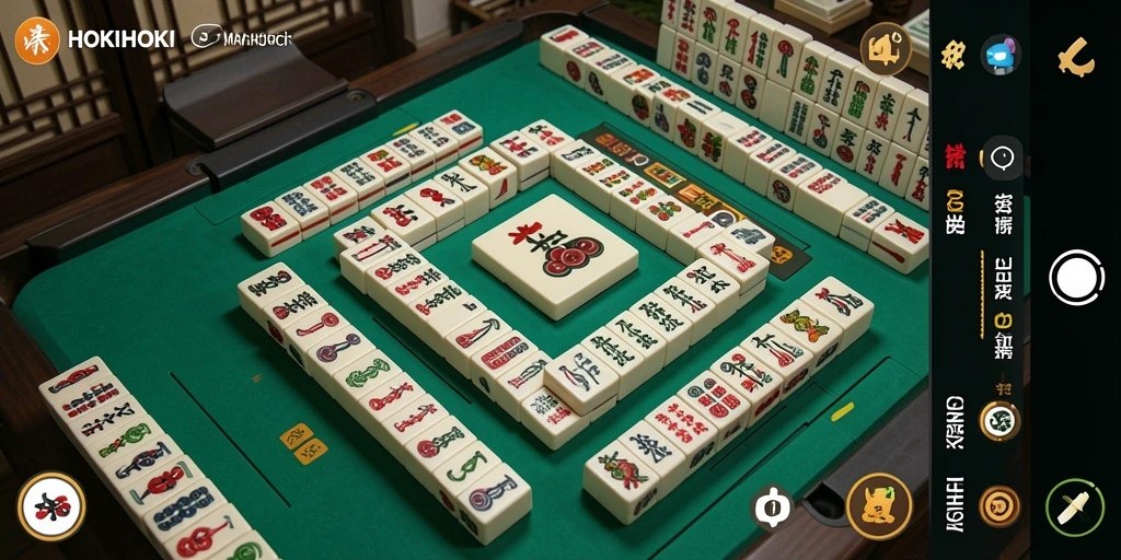 Screenshot menampilkan gameplay seru dari HOKIHOKI dalam permainan Mahjong.