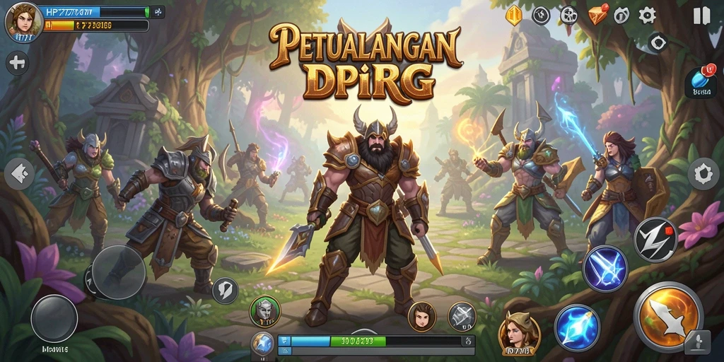 Screenshot HP777 menampilkan pertempuran seru dan karakter yang berwarna-warni.