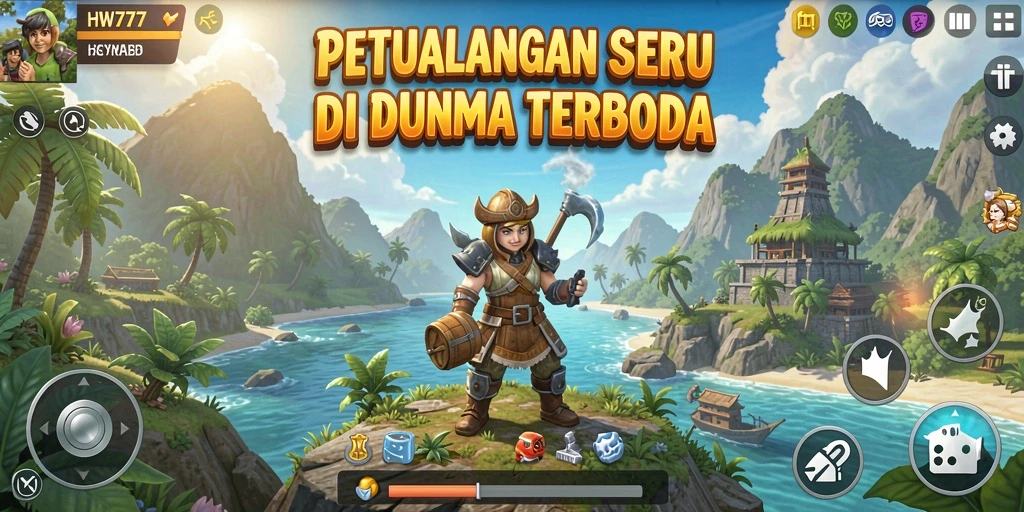 Tampilan gameplay seru dalam dunia terbuka HW777.