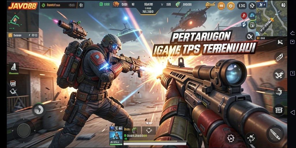 Tampilan gameplay intens dari JAVO88 dalam aksi TPS.