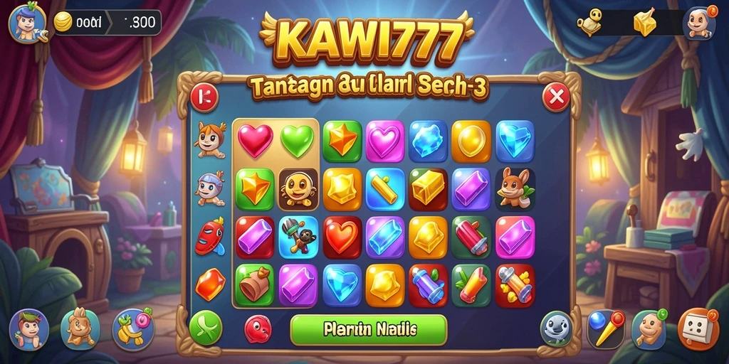 Gameplay seru KAWI777 dalam aksi Match-3.