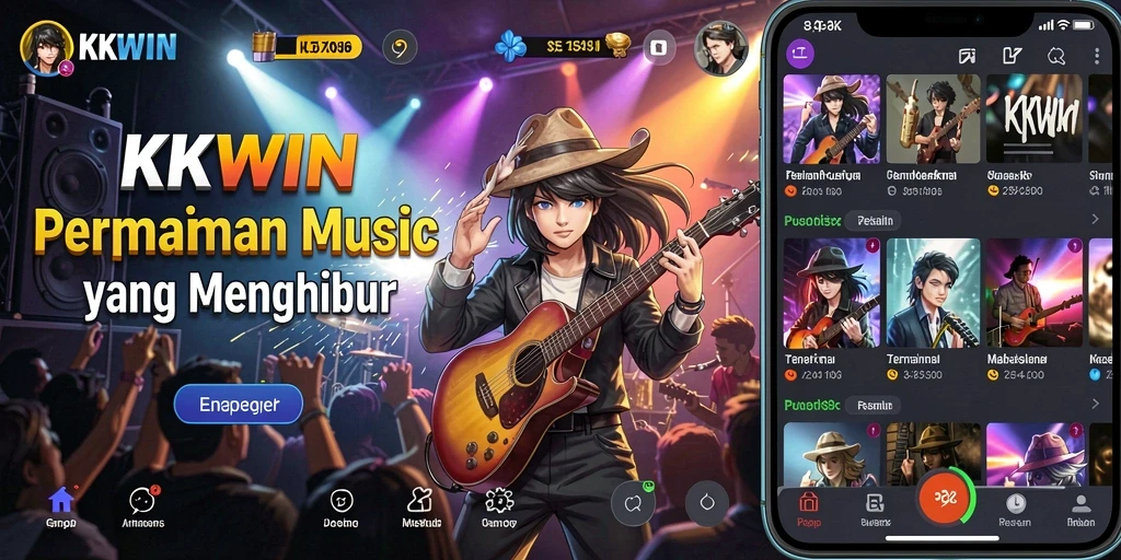 Screenshot gameplay KKWIN yang menampilkan aktivitas permainan musik yang seru.