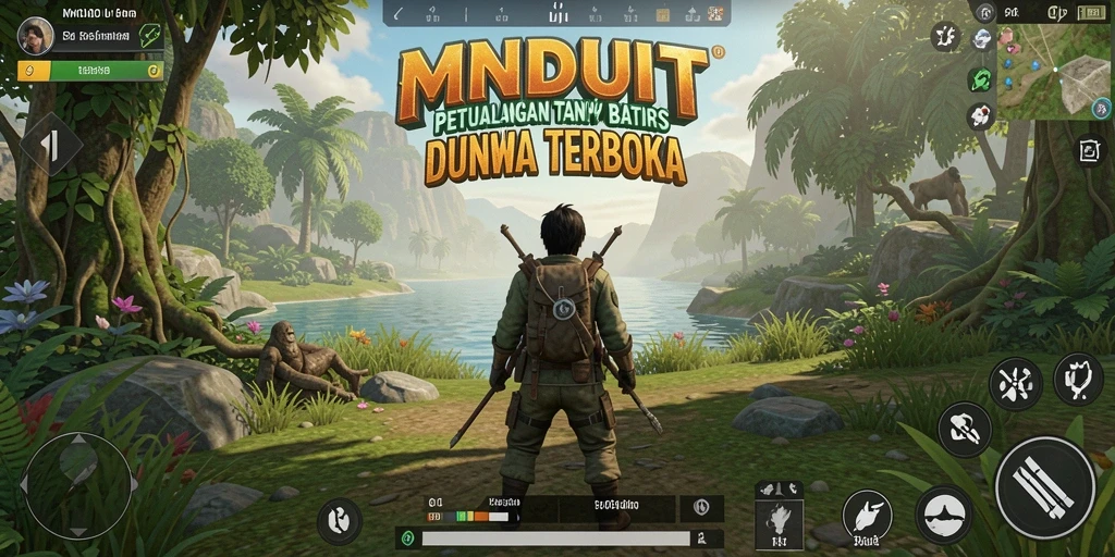 Tangkapan layar gameplay MNDUIT yang menunjukkan eksplorasi dunia yang mengesankan.