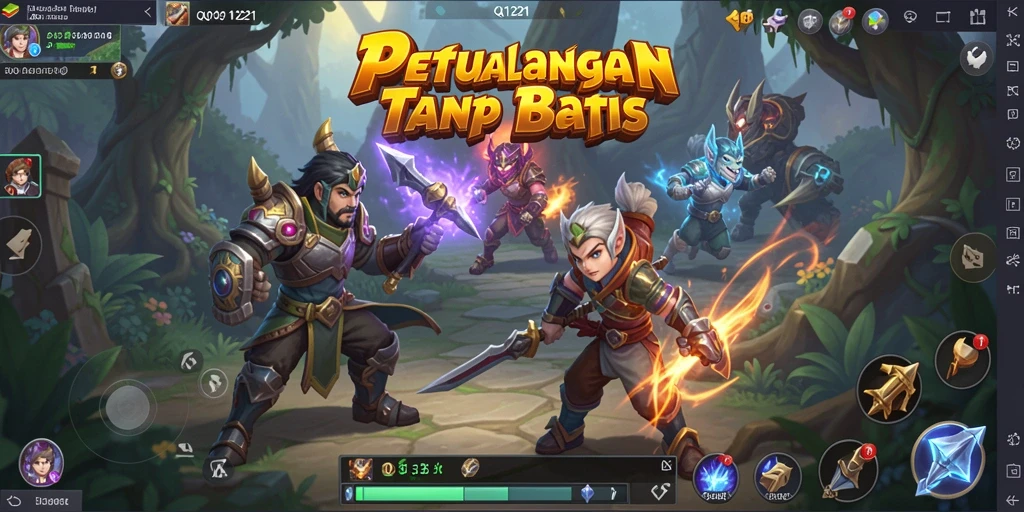 Screenshot gameplay <strong>QQ1221</strong> yang menunjukkan aksi pertempuran seru di dunia fantasi.