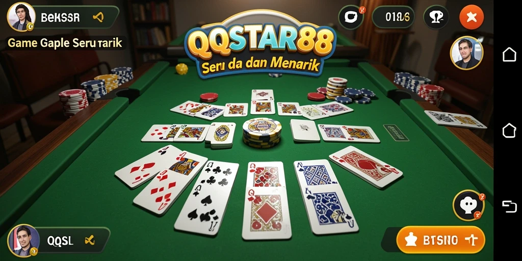 Tampilan gameplay Gaple yang seru dan interaktif di QQSTAR88.