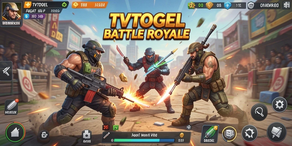 Screenshot gameplay TVTOGEL yang menunjukkan aksi intens Battle Royale.