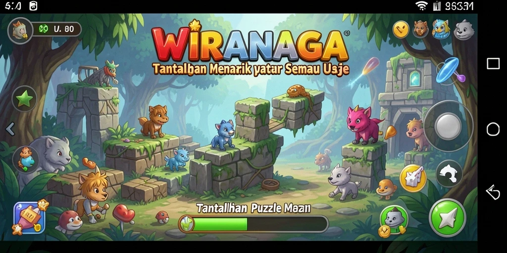 Tampilan gameplay WIRANAGA dengan berbagai tantangan puzzle.